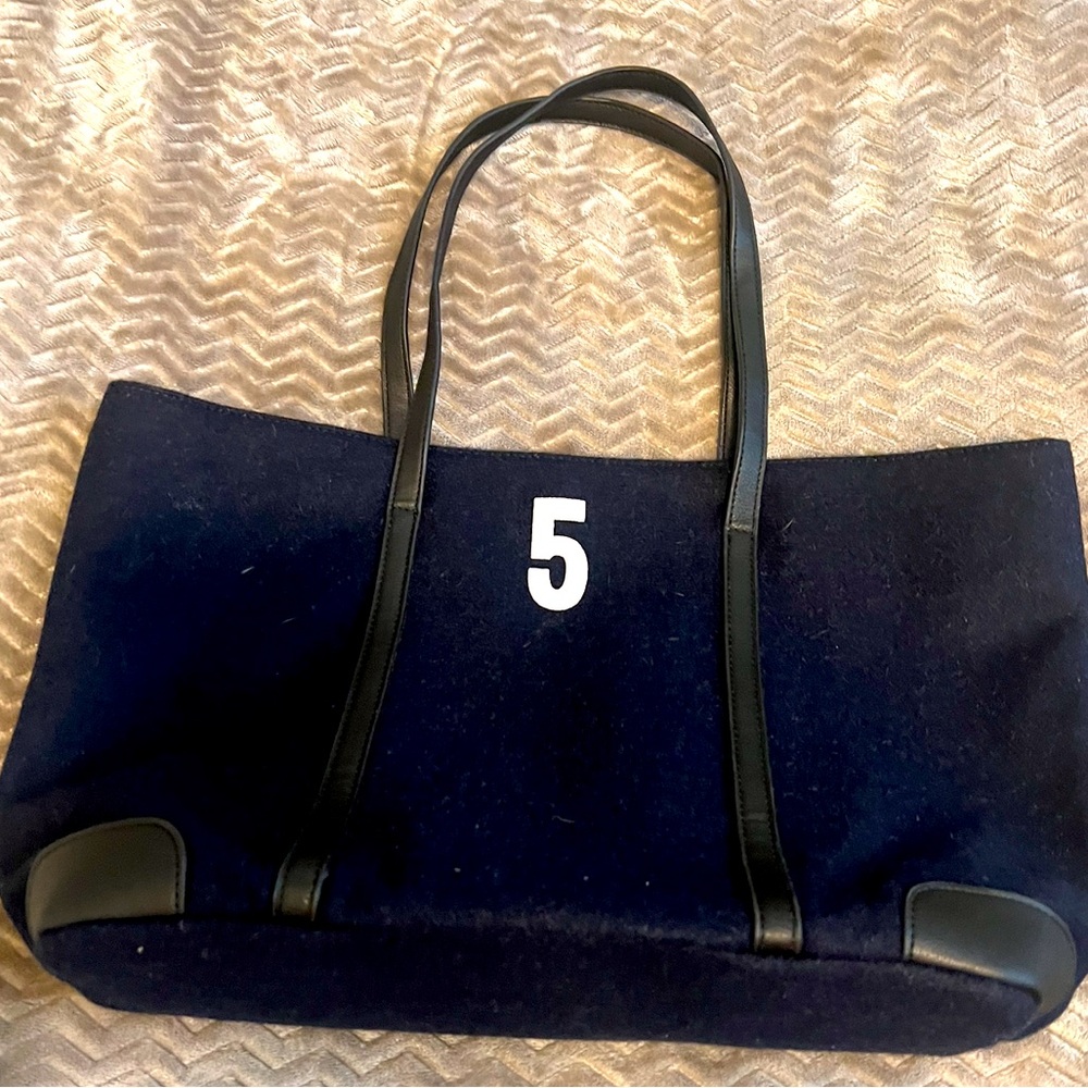 NWOT  N5 Sporty Chic BLUE Fabric Shoulder Bag  With Black Vegan Leather Trim